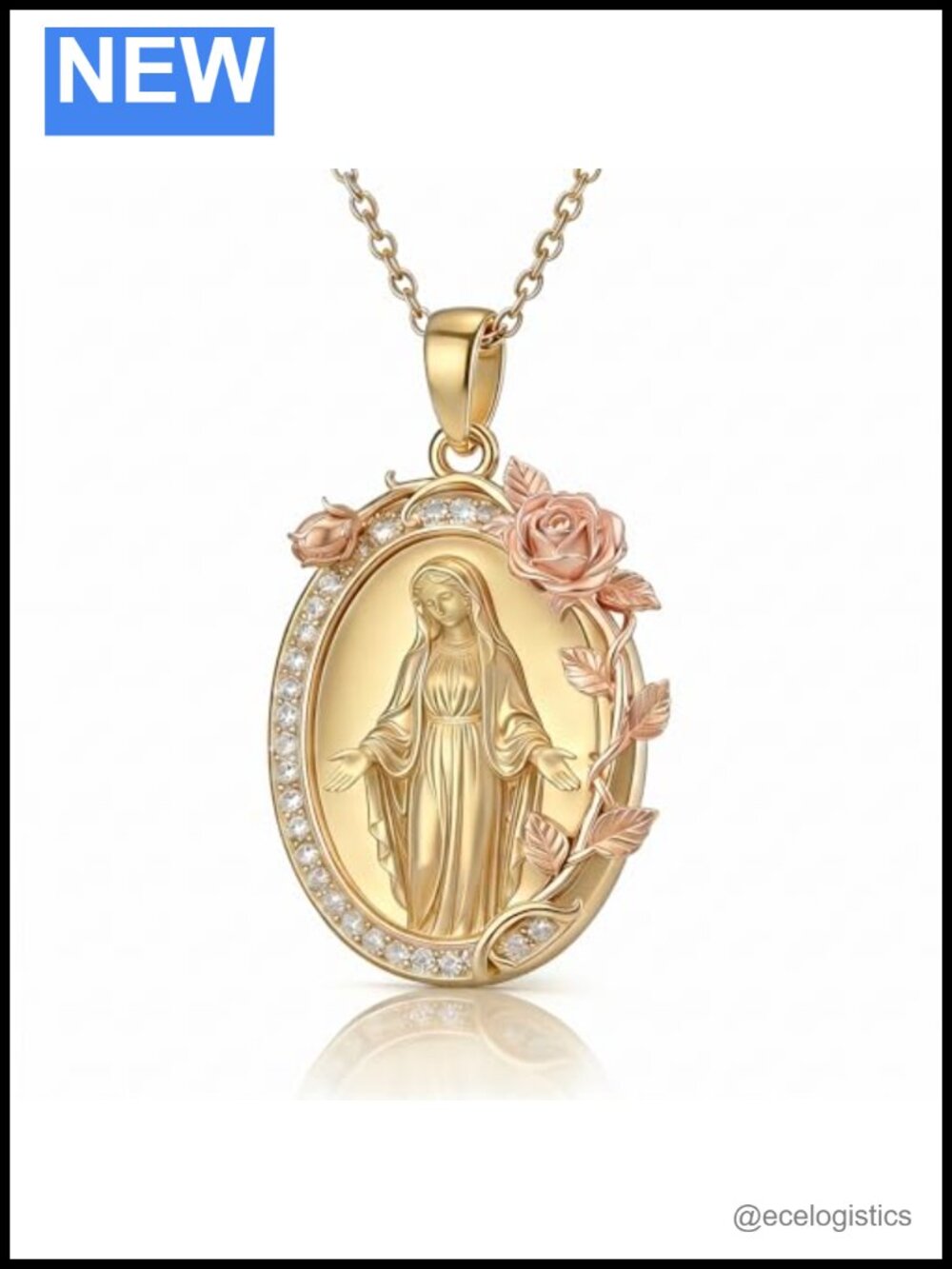 925 Sterling Silver Virgin Mary Pendant Necklace Catholic Jewelry